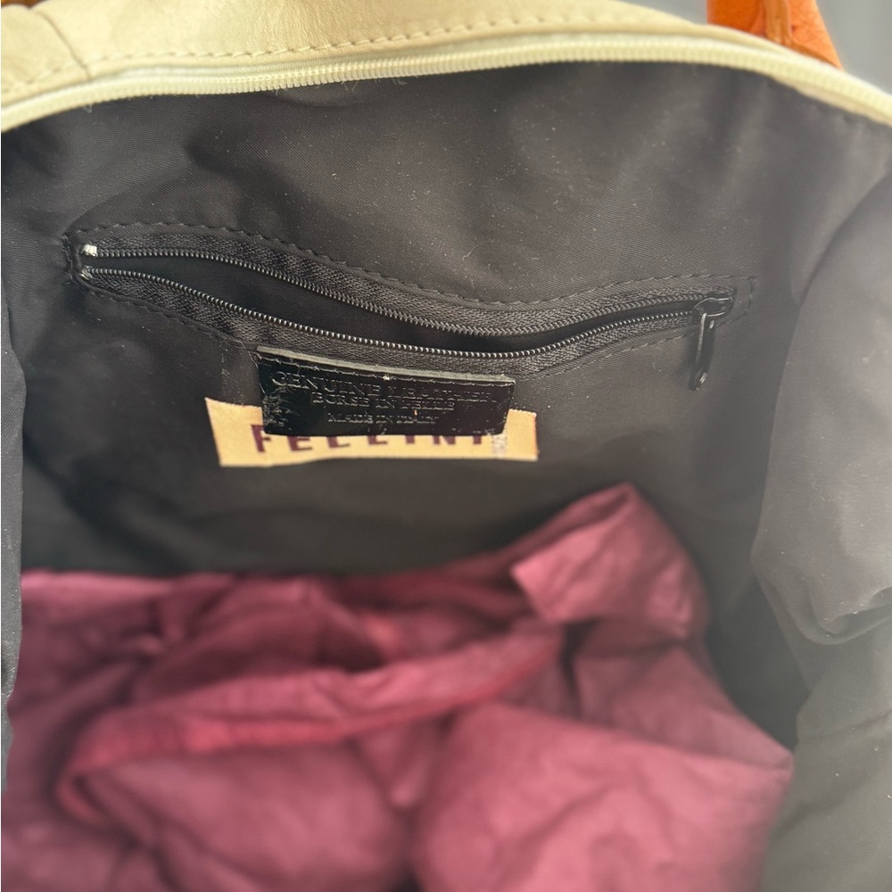 EUC Fellini buttery soft leather cream and tan hand/shoulder bag with tassels. - Picture 5 of 7